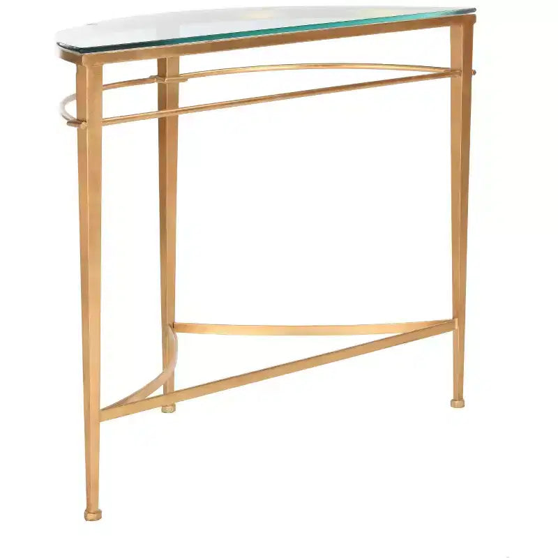 Glam Console Table | Gold Metal Hairpin Legs & Clear Glass Top | 35.9"W