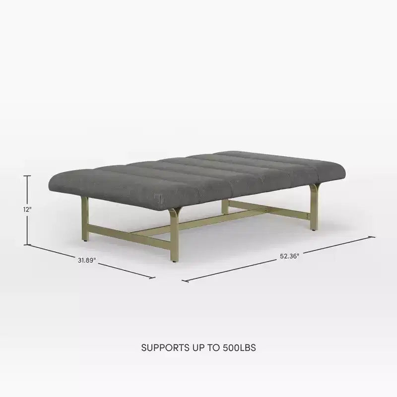 Upholstered Vegan Leather Coffee Table | 52" | Metal Base | 500 lb Capacity