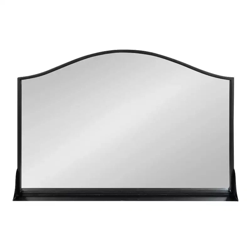 Scalloped Arch Wall Mirror with Display Shelf | Black Iron | 20"x30"