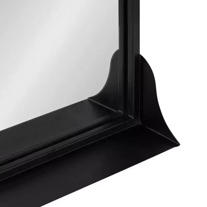 Scalloped Arch Wall Mirror with Display Shelf | Black Iron | 20"x30"