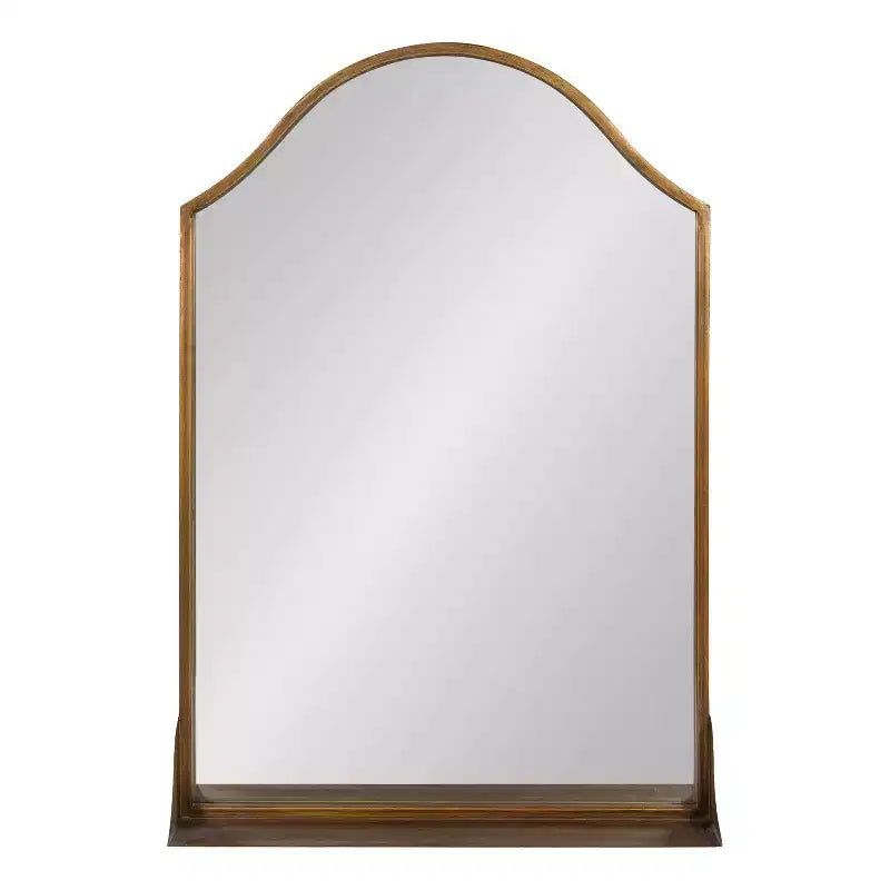 Scalloped Arch Wall Mirror with Display Shelf | Black Iron | 20"x30"
