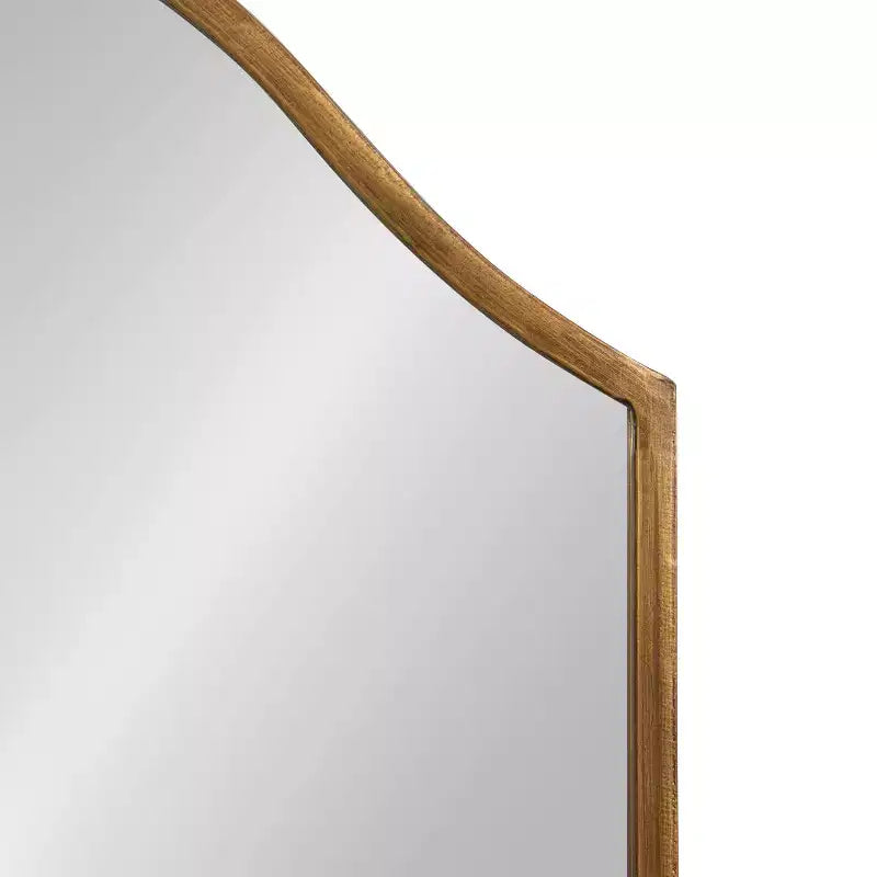 Scalloped Arch Wall Mirror with Display Shelf | Black Iron | 20"x30"