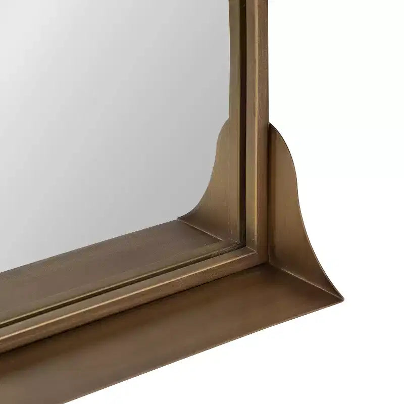Scalloped Arch Wall Mirror with Display Shelf | Black Iron | 20"x30"