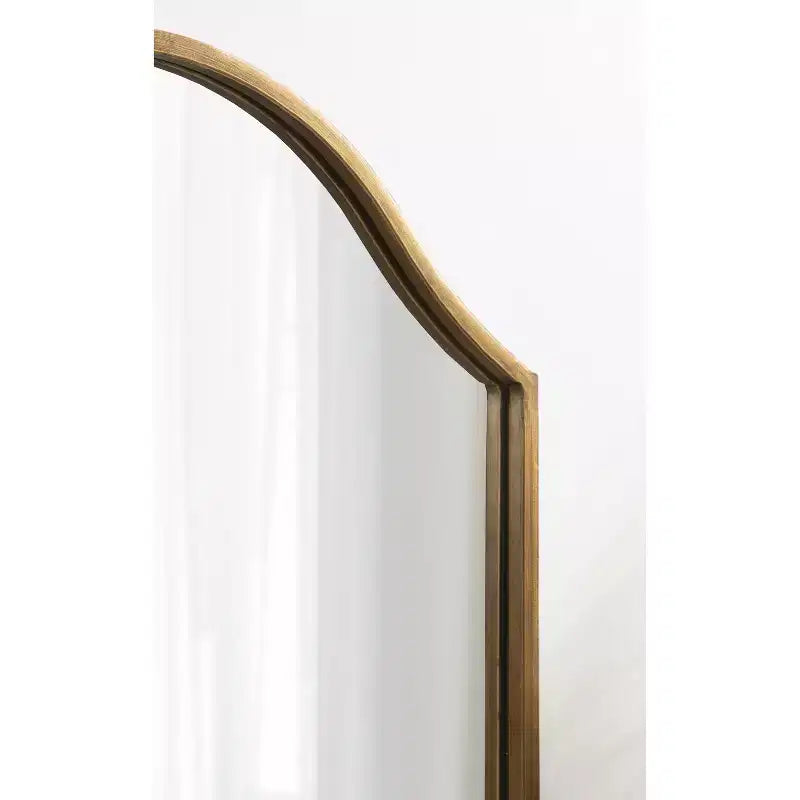 Scalloped Arch Wall Mirror with Display Shelf | Black Iron | 20"x30"