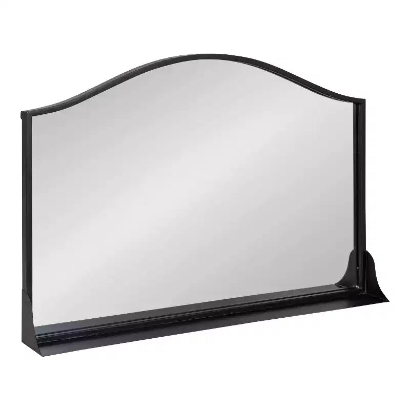 Scalloped Arch Wall Mirror with Display Shelf | Black Iron | 20"x30"