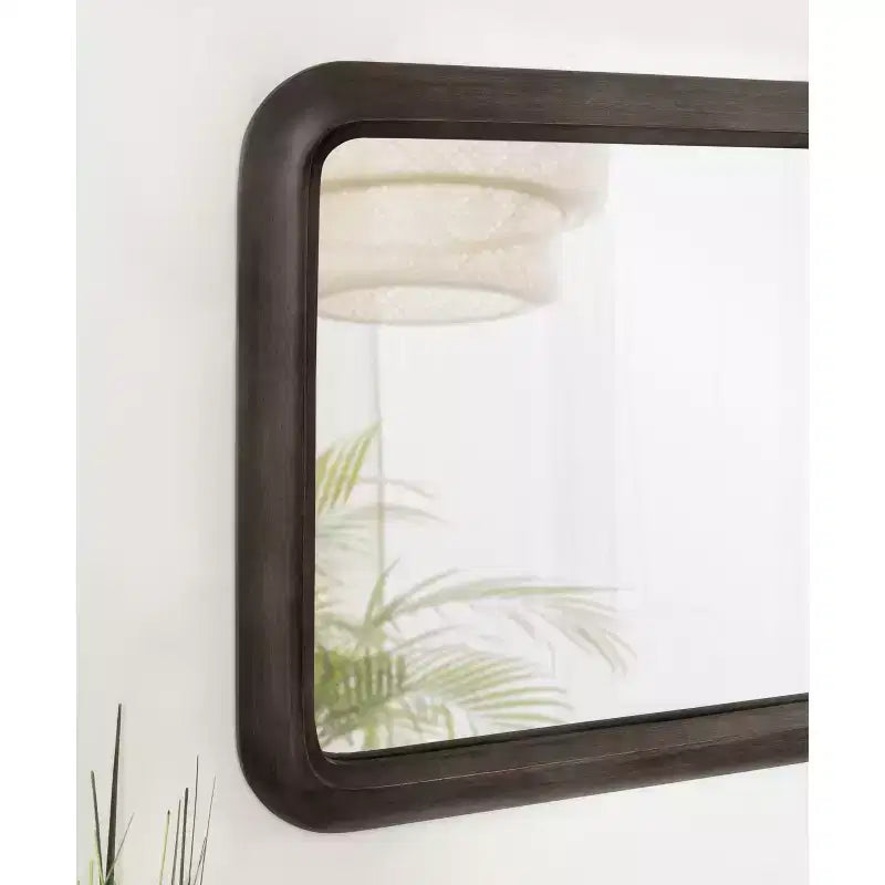 17"x32" Rectangular Birchwood Wall Mirror | Gray | Scandinavian Style