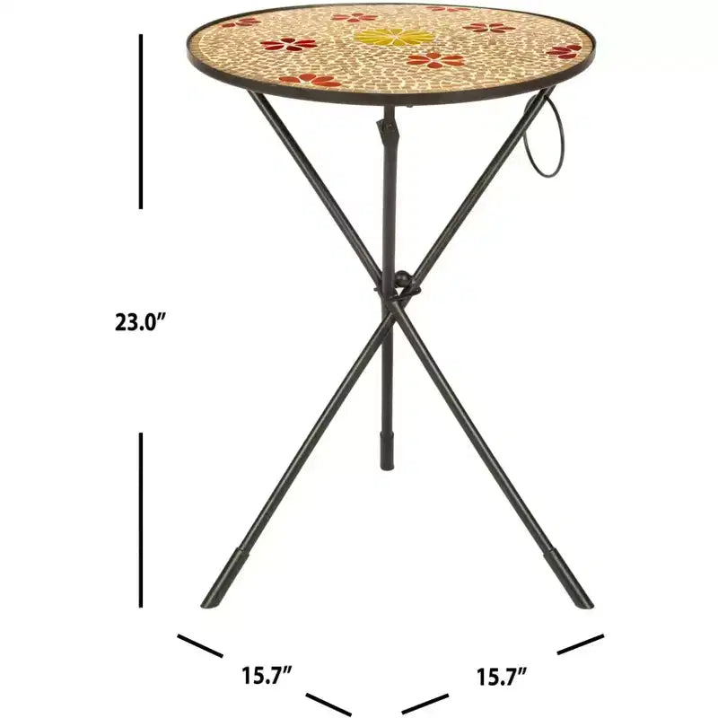 Round Iron Side Table | Gold & Black | Bohemian Style | 22.8" Tall