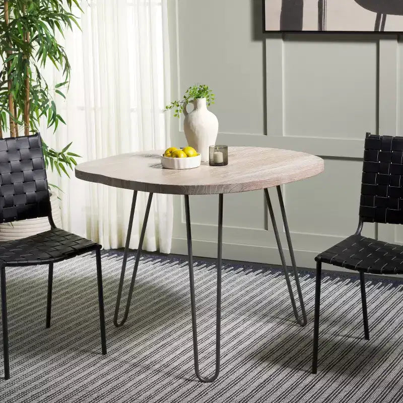 Mid-Century Modern Free-Form Dining Table | 39" | Seats 4 | Wood | White-Washed Grey