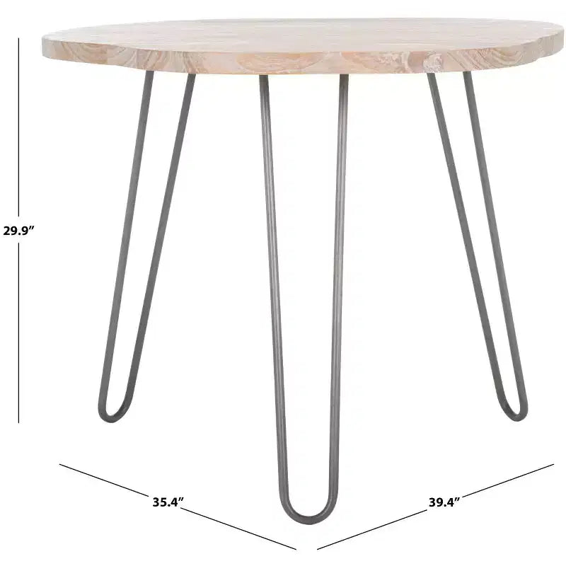 Mid-Century Modern Free-Form Dining Table | 39" | Seats 4 | Wood | White-Washed Grey