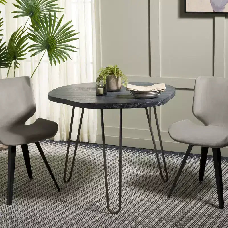 Mid-Century Modern Free-Form Dining Table | 39" | Seats 4 | Wood | White-Washed Grey