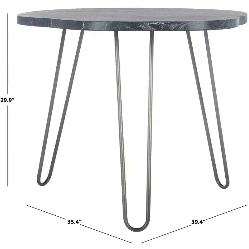 Mid-Century Modern Free-Form Dining Table | 39" | Seats 4 | Wood | White-Washed Grey