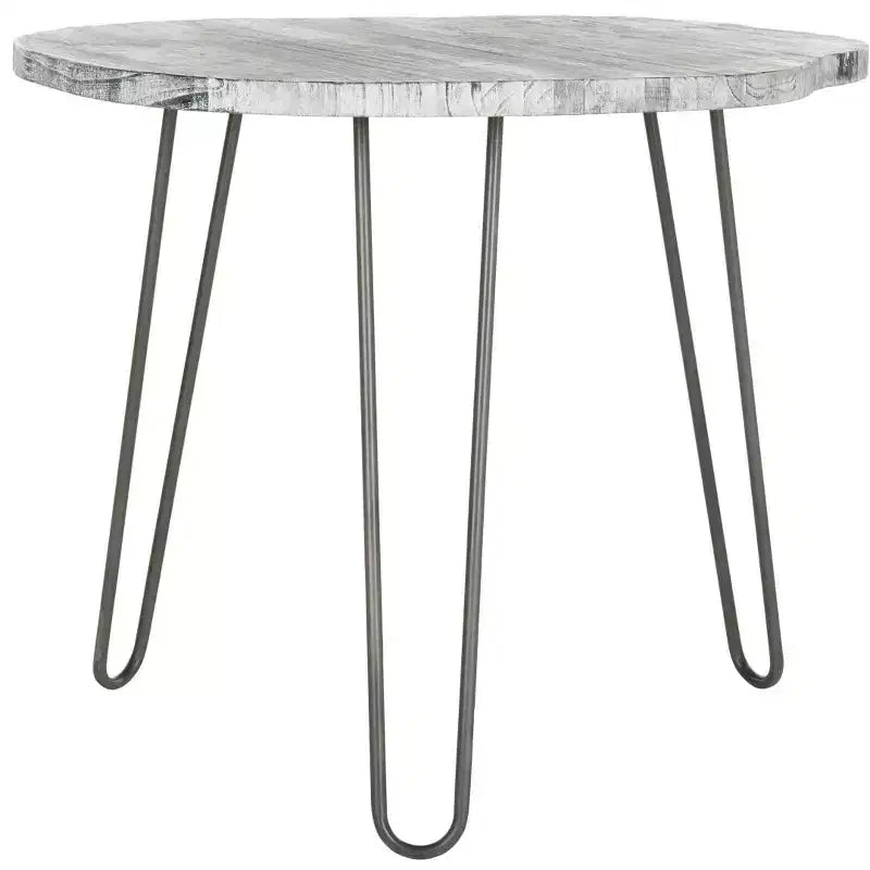 Mid-Century Modern Free-Form Dining Table | 39" | Seats 4 | Wood | White-Washed Grey