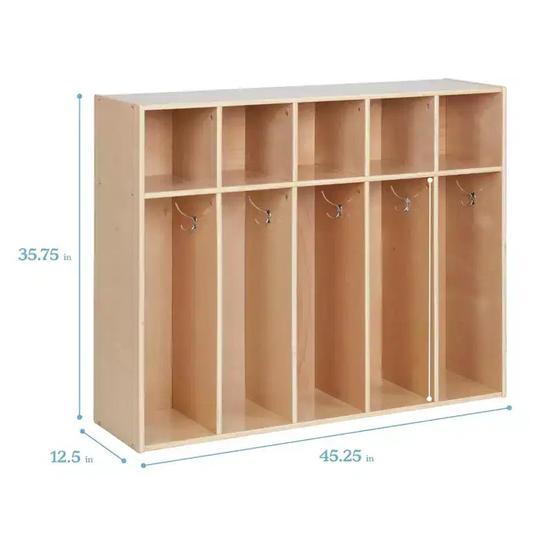 5-Section Kids Coat Locker with Cubby Storage | 45" Wide | Birch Plywood