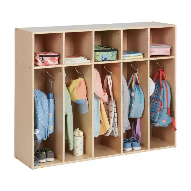 5-Section Kids Coat Locker with Cubby Storage | 45" Wide | Birch Plywood