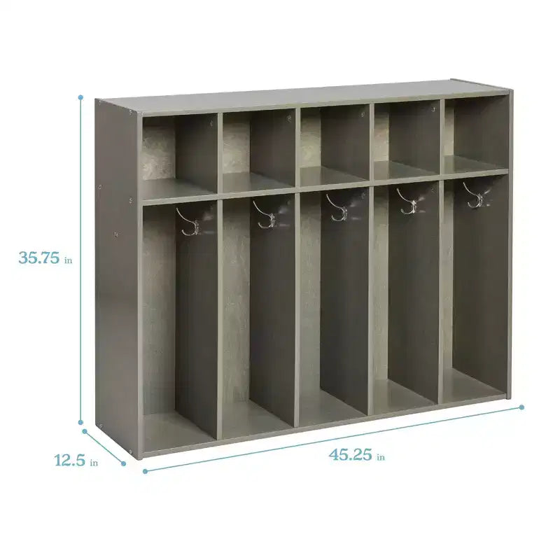 5-Section Kids Coat Locker with Cubby Storage | 45" Wide | Birch Plywood