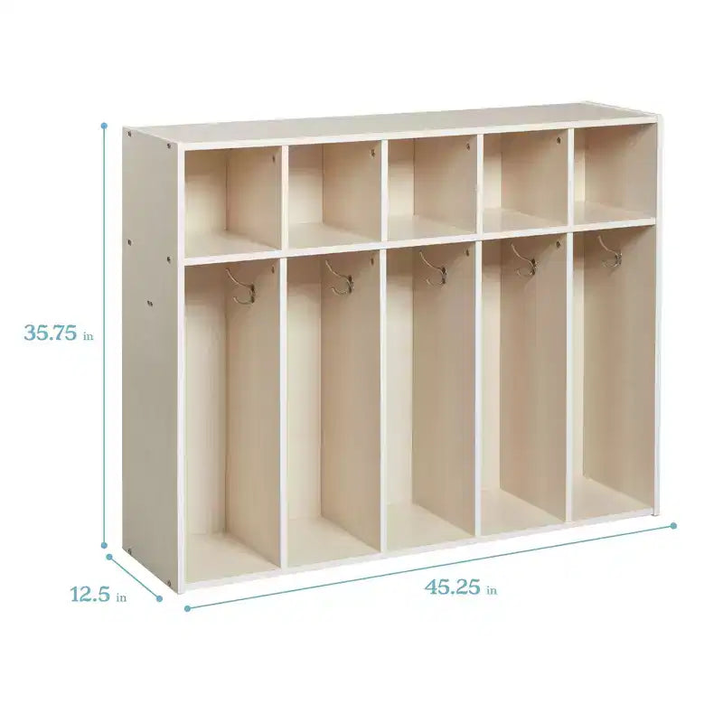 5-Section Kids Coat Locker with Cubby Storage | 45" Wide | Birch Plywood