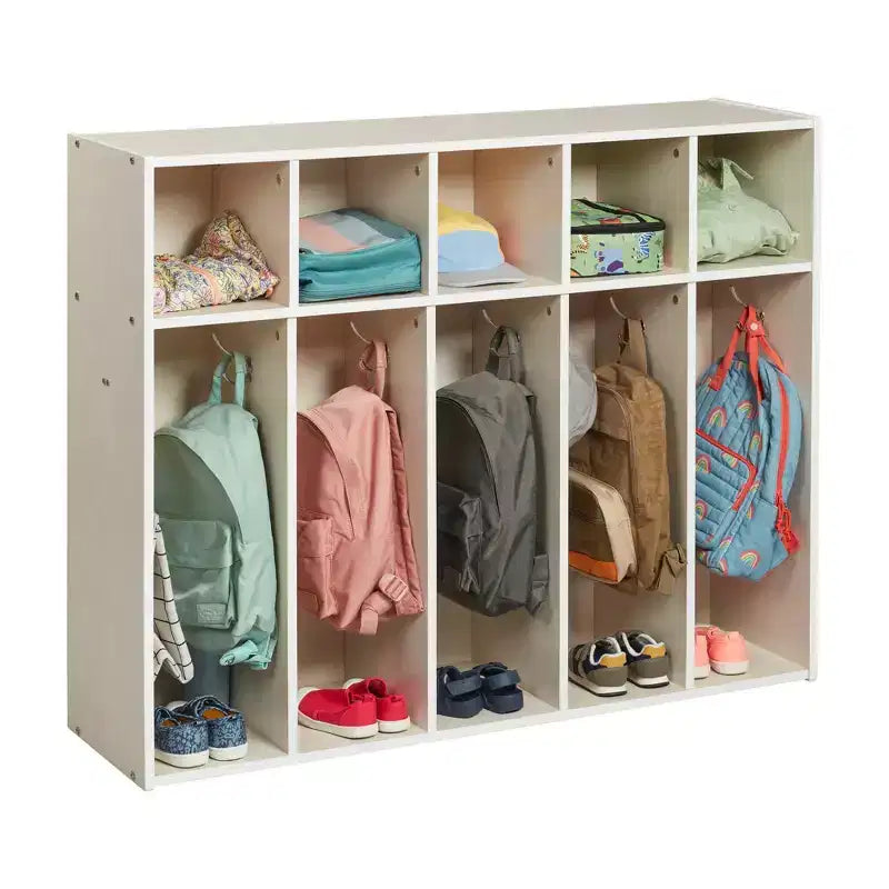 5-Section Kids Coat Locker with Cubby Storage | 45" Wide | Birch Plywood
