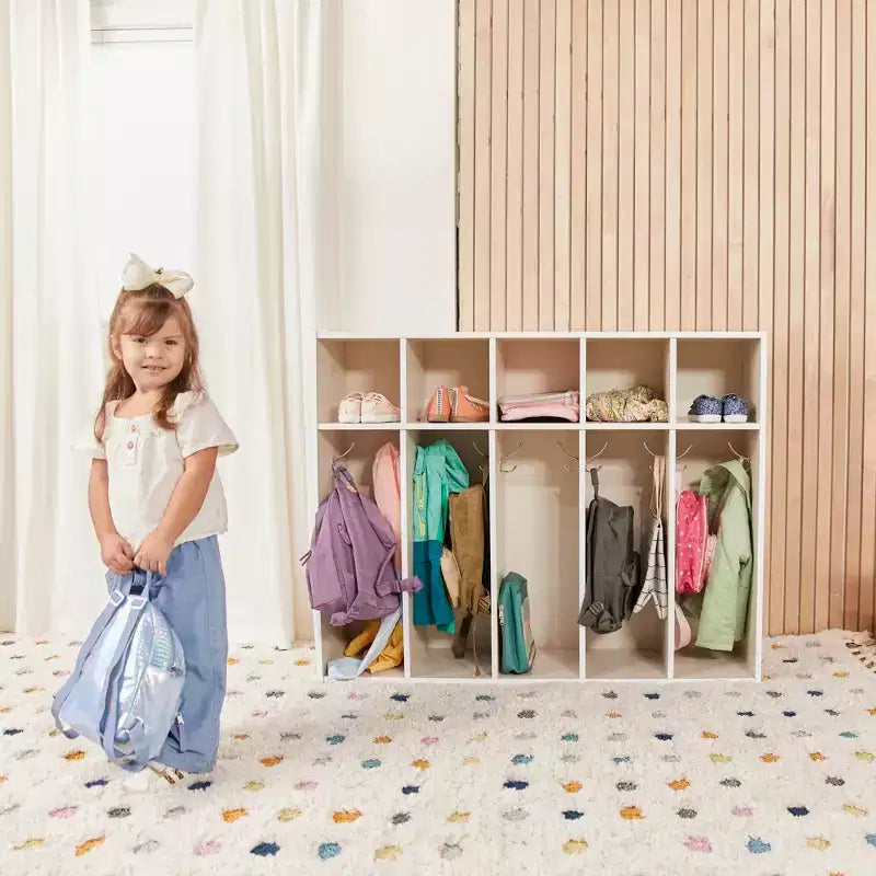 5-Section Kids Coat Locker with Cubby Storage | 45" Wide | Birch Plywood