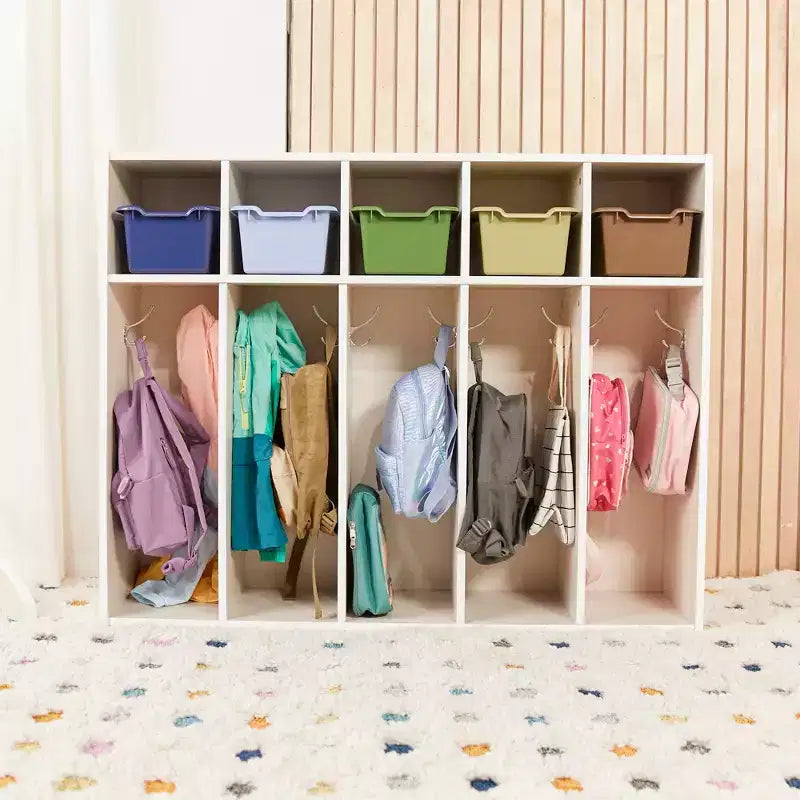 5-Section Kids Coat Locker with Cubby Storage | 45" Wide | Birch Plywood