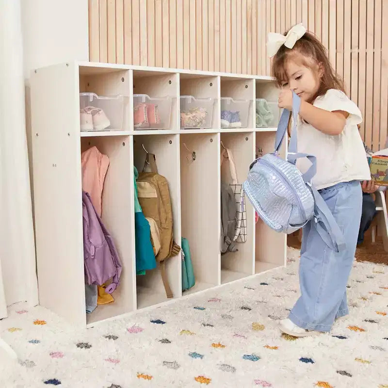 5-Section Kids Coat Locker with Cubby Storage | 45" Wide | Birch Plywood