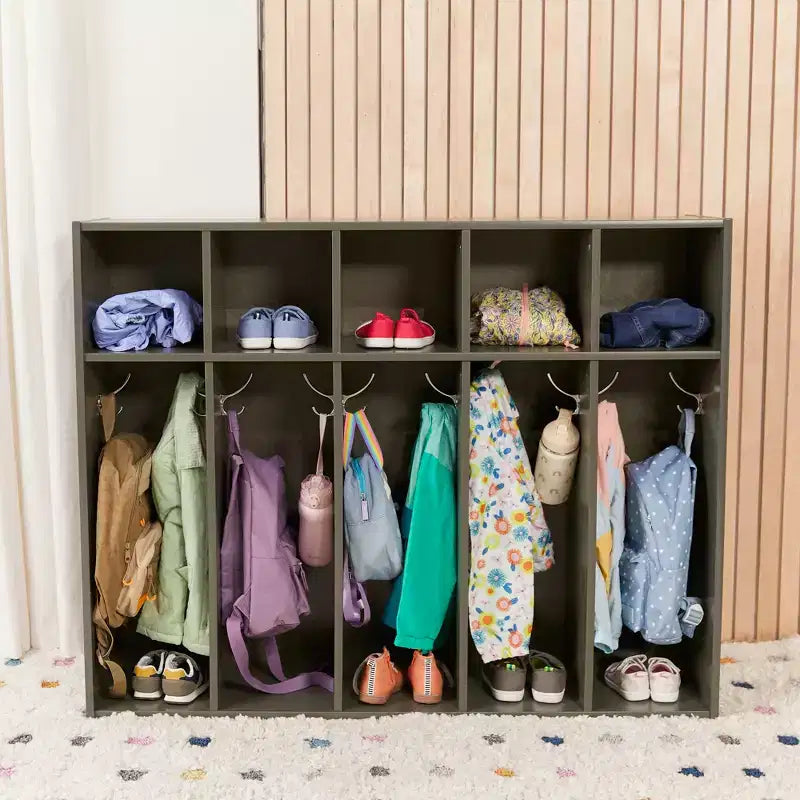 5-Section Kids Coat Locker with Cubby Storage | 45" Wide | Birch Plywood