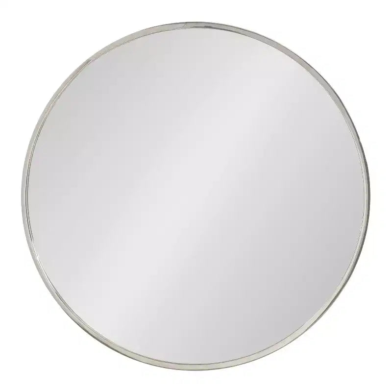24" Round Iron Wall Mirror | Stainless Steel Finish | Modern Decor