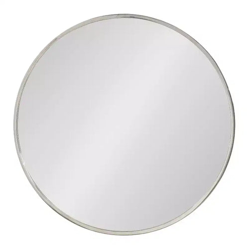 24" Round Iron Wall Mirror | Stainless Steel Finish | Modern Decor