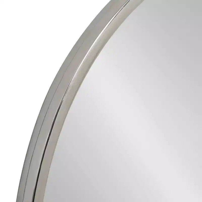 24" Round Iron Wall Mirror | Stainless Steel Finish | Modern Decor