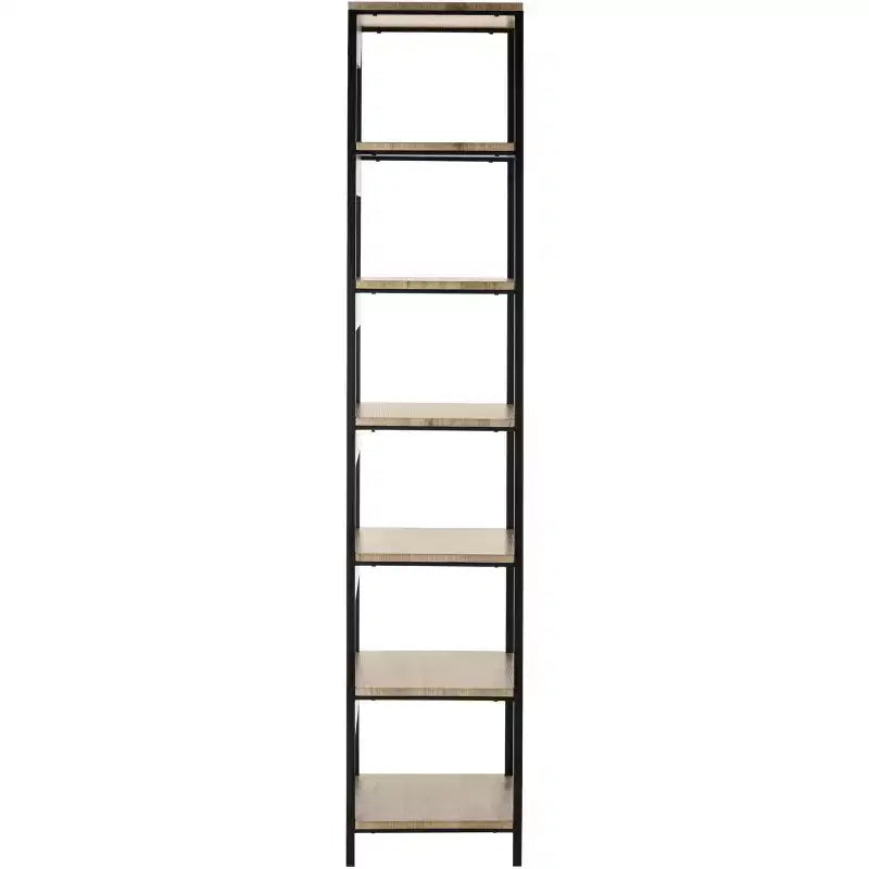 Lisa 7-Shelf Etagere | Oak Veneer & Black Iron | 78.8" Tall