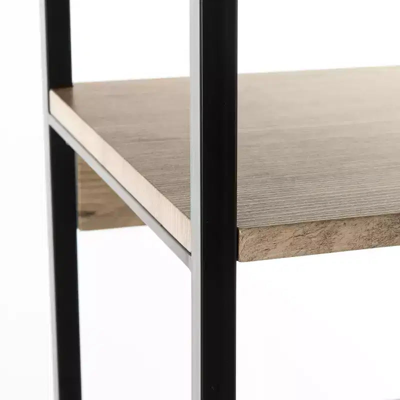 Lisa 7-Shelf Etagere | Oak Veneer & Black Iron | 78.8" Tall