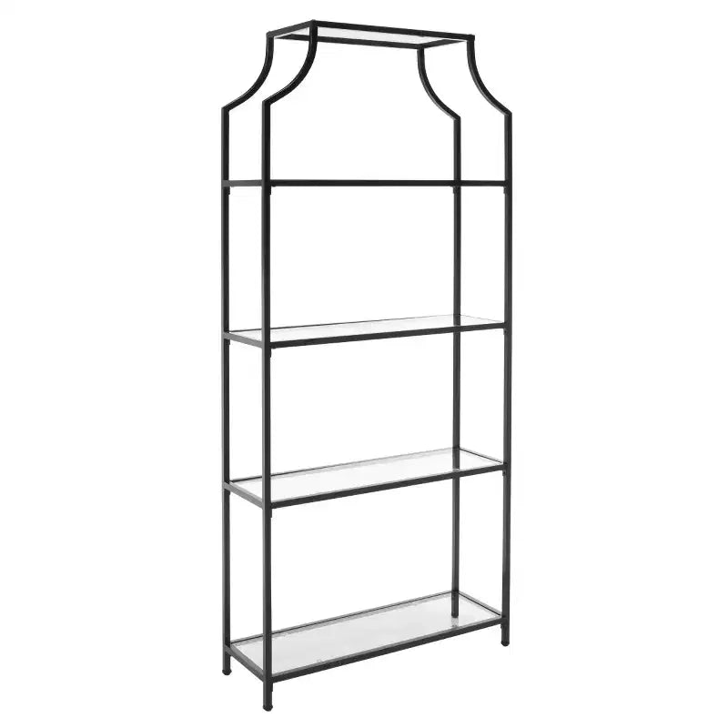 4-Tier Metal & Glass Etagere | Open Shelf Display Unit White