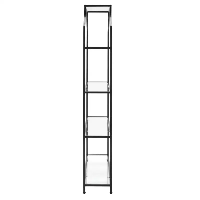4-Tier Metal & Glass Etagere | Open Shelf Display Unit White