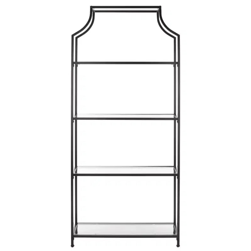 4-Tier Metal & Glass Etagere | Open Shelf Display Unit White