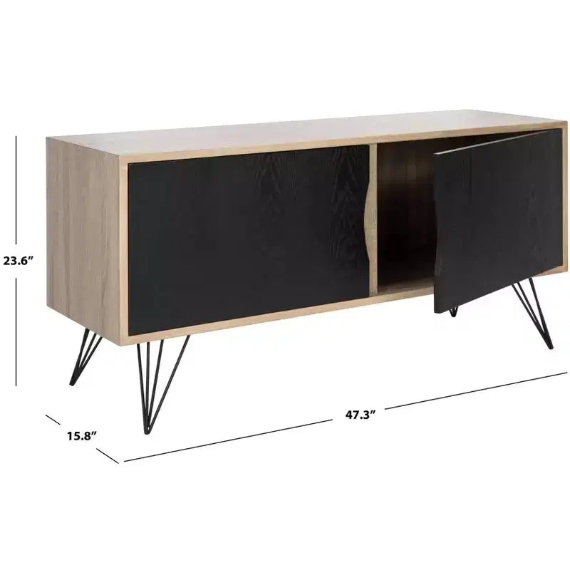 Sideboard | Light Oak & Black | MDF | 47.3"W | TV Console up to 50"