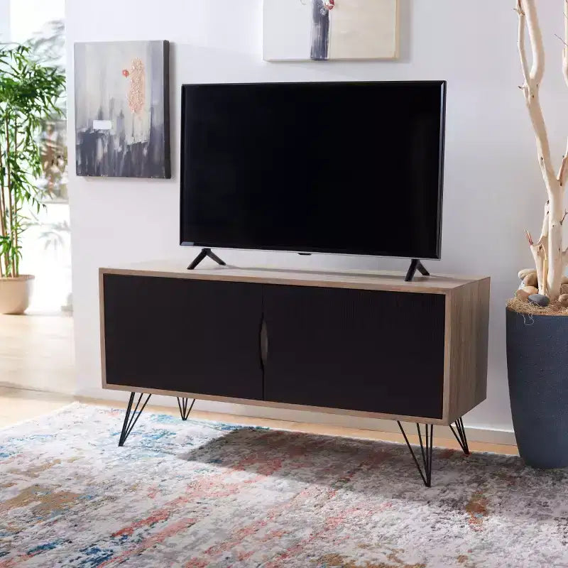 Sideboard | Light Oak & Black | MDF | 47.3"W | TV Console up to 50"