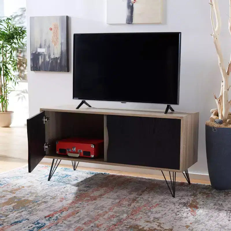 Sideboard | Light Oak & Black | MDF | 47.3"W | TV Console up to 50"