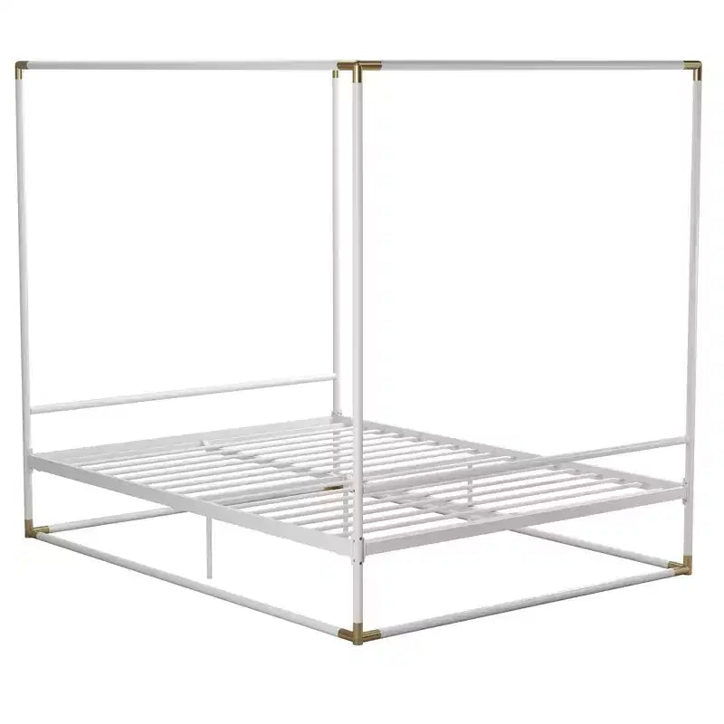 Celeste Canopy Metal Bed | Matte Gold | 500 lb | 11" Under-Bed Clearance | Platform