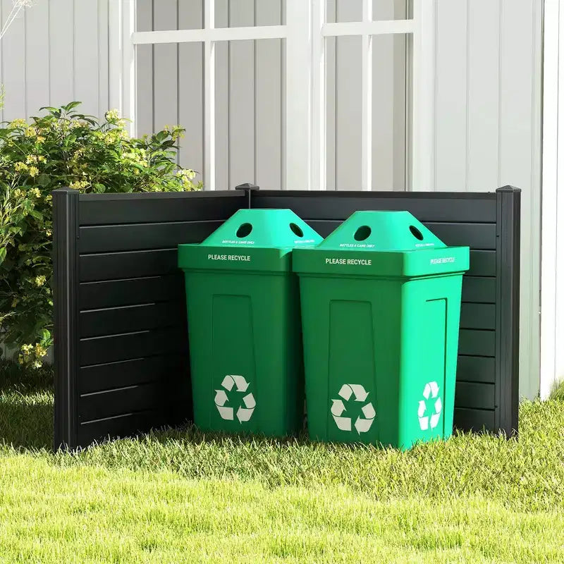 Outdoor Privacy Fence for AC Unit | 48"x37.5" PVC | 3 Ground Stakes | Black/White