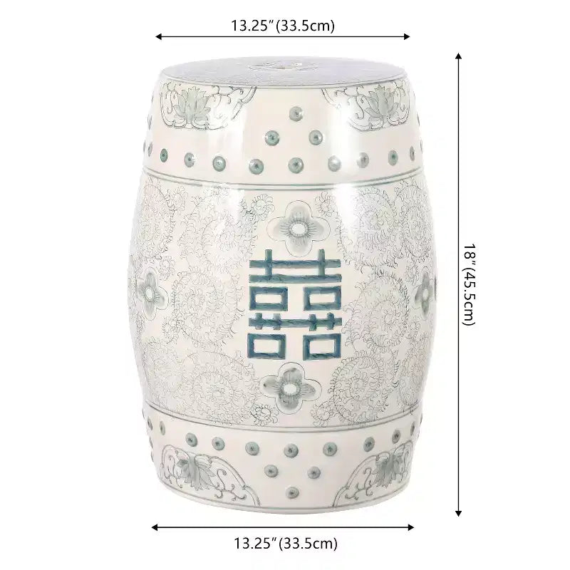 Chinoiserie Ceramic Drum Garden Stool & Accent Table | Blue | 17.75"H