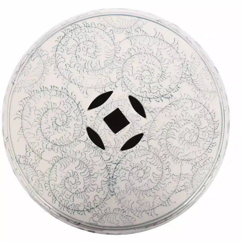 Chinoiserie Ceramic Drum Garden Stool & Accent Table | Blue | 17.75"H