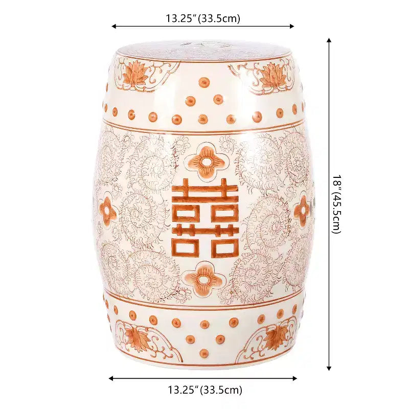 Chinoiserie Ceramic Drum Garden Stool & Accent Table | Blue | 17.75"H
