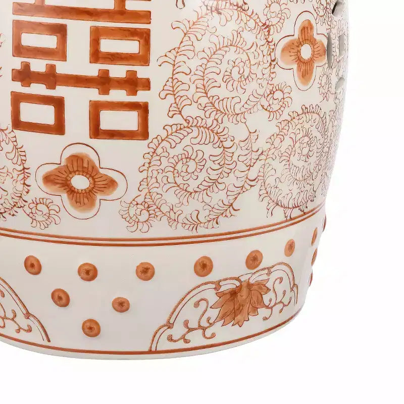 Chinoiserie Ceramic Drum Garden Stool & Accent Table | Blue | 17.75"H