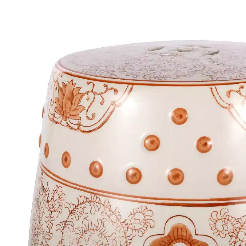 Chinoiserie Ceramic Drum Garden Stool & Accent Table | Blue | 17.75"H