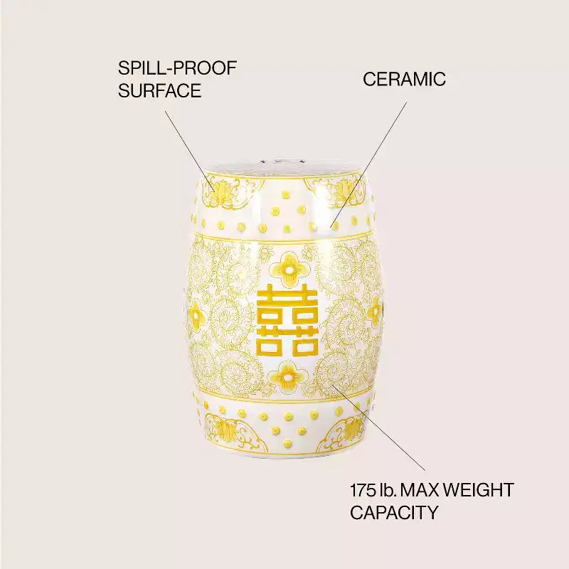 Chinoiserie Ceramic Drum Garden Stool & Accent Table | Blue | 17.75"H