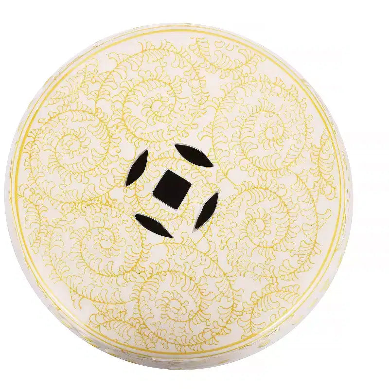 Chinoiserie Ceramic Drum Garden Stool & Accent Table | Blue | 17.75"H