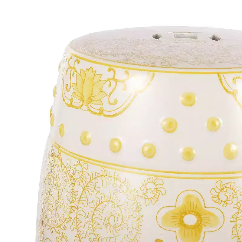 Chinoiserie Ceramic Drum Garden Stool & Accent Table | Blue | 17.75"H