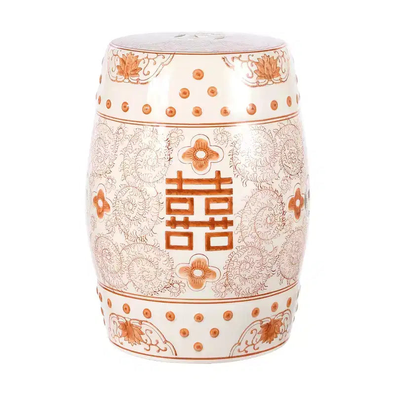 Chinoiserie Ceramic Drum Garden Stool & Accent Table | Blue | 17.75"H