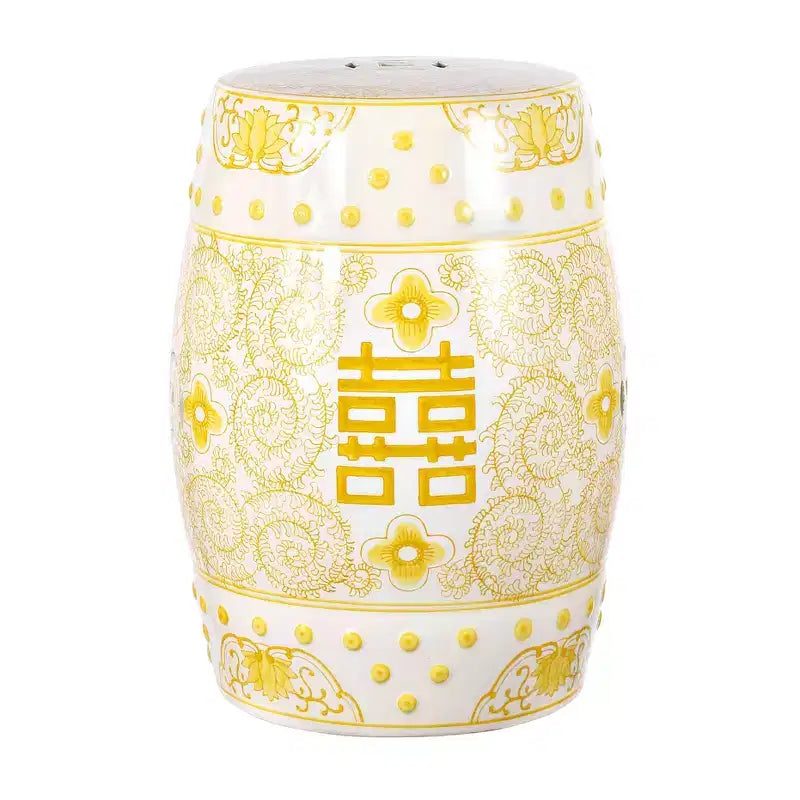 Chinoiserie Ceramic Drum Garden Stool & Accent Table | Blue | 17.75"H