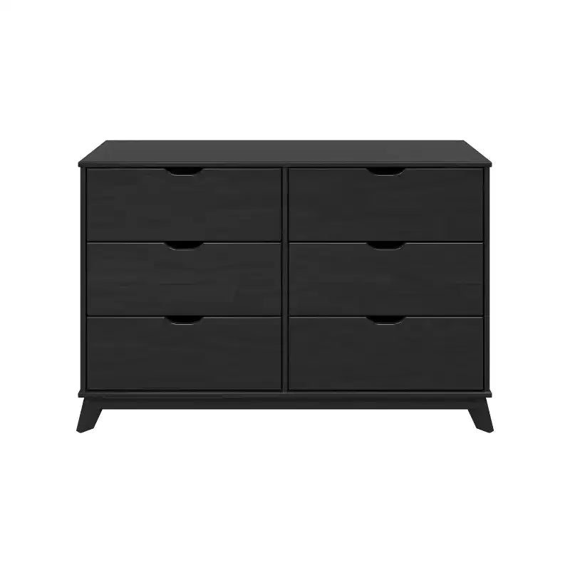 Solid Pine Mid-Century Modern 6-Drawer Dresser | 48.62"W | Metal Glides