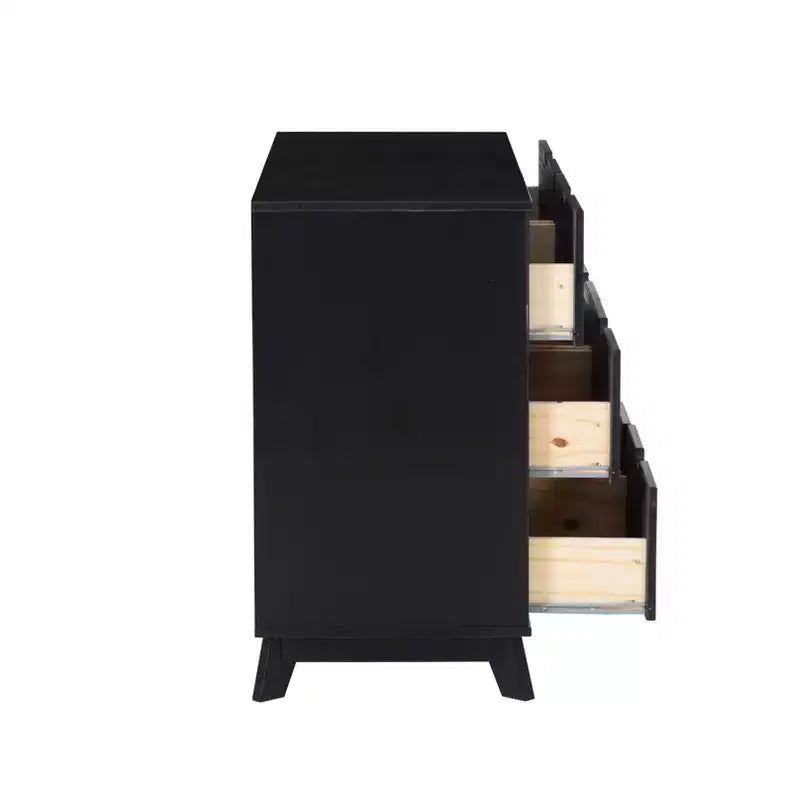 Solid Pine Mid-Century Modern 6-Drawer Dresser | 48.62"W | Metal Glides